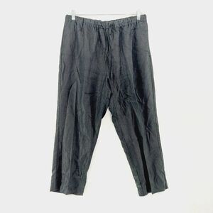 Orvis Black Linen Waist Drawcord Kids Casual Lagenlook Pants P6686